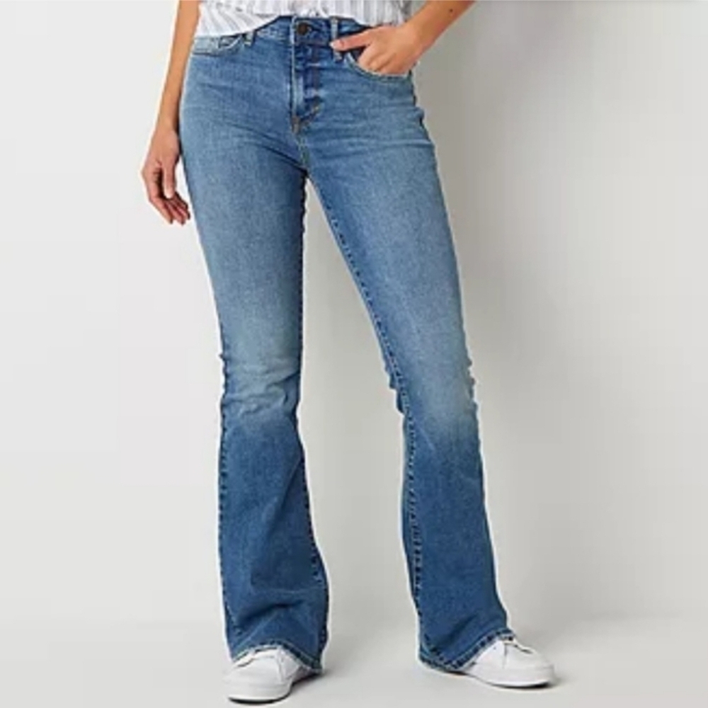 NWT a.n.a. High Rise Flare Leg & Thigh Denim Blue Jeans Women's Size 10 Cute NEW